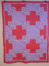 "Handmade Pansy Throw Quilt Pink & Purple Lap Quilt - 50"" X 63"