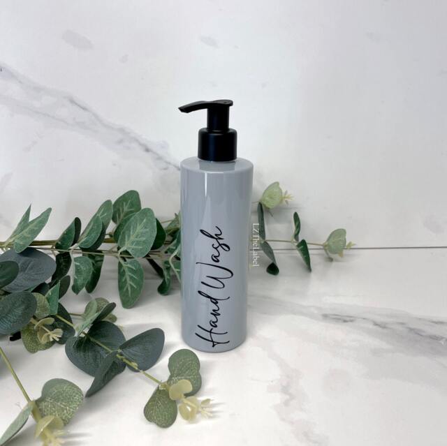 Personalised Grey Tubular 250Ml Plastic Bottle With Pump/Reusable, Refillable Bathroom Kitchen Hand Wash, Lotion, Dish Soap Etc - image 1