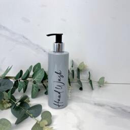 Personalised Grey Tubular 250Ml Plastic Bottle With Pump/Reusable, Refillable Bathroom Kitchen Hand Wash, Lotion, Dish Soap Etc - thumbnail 2
