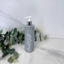 Personalised Grey Tubular 250Ml Plastic Bottle With Pump/Reusable, Refillable Bathroom Kitchen Hand Wash, Lotion, Dish Soap Etc - thumbnail 3