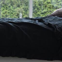 Duvet Cover Ruffle Set & Pillow With Stone Washed Seamless Full King Quilt Linen Duvet Cover Full Queen Flax - thumbnail 3