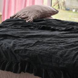 Duvet Cover Ruffle Set & Pillow With Stone Washed Seamless Full King Quilt Linen Duvet Cover Full Queen Flax - thumbnail 2