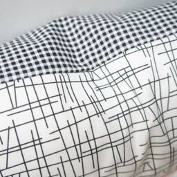 Patchwork Floral Pillow Cover - Retro 20x20, Black & White, Orange Accents - thumbnail 4