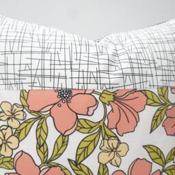 Patchwork Floral Pillow Cover - Retro 20x20, Black & White, Orange Accents - thumbnail 3