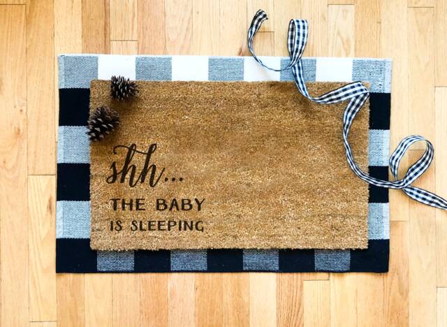 New Baby Doormat - Shower Gift Funny Coir Sleeping - image 1