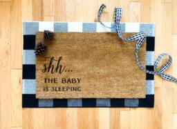 New Baby Doormat - Shower Gift Funny Coir Sleeping - thumbnail 1