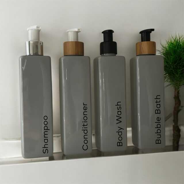 Personalised Grey Square Soap Dispenser Bottle With Pump 250Ml - 12 Options - image 1
