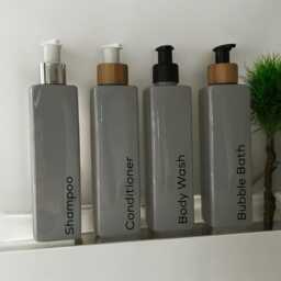 Personalised Grey Square Soap Dispenser Bottle With Pump 250Ml - 12 Options