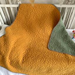 stonewashed Linen Baby Quilt Natural Flax Bedding, Newborn Play Mat - thumbnail 2