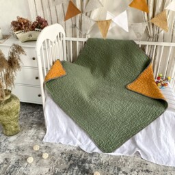 stonewashed Linen Baby Quilt Natural Flax Bedding, Newborn Play Mat