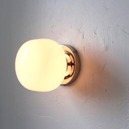 Schoolhouse Wall Sconce Lamp, Modern Polished Nickel Flush Mount Vanity Lighting Fixture, White Glass School House Globe, Wire in Or Plug - thumbnail 4