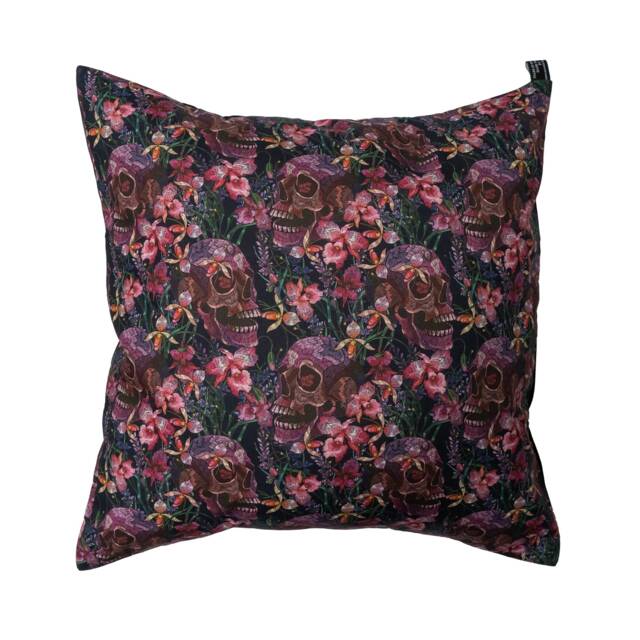 Skulls in Beds Of Beautiful Orchids Cushion Cover Fits 18