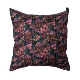 Skulls in Beds Of Beautiful Orchids Cushion Cover Fits 18