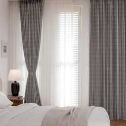 Efrem Cotton Blackout Curtain, 2 Colors, Grid Design, Soft To Touch, Room Darkening Curtain For Bedroom Livingroom, Natural Drapery, 1Pc - thumbnail 3