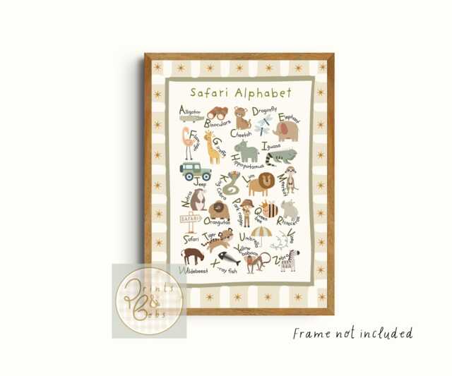 Kids Safari & Jungle Alphabet Border Print. Perfect Gender Neutral Wall Art For A Playroom, Nursery Or Child's Room - Unframed - image 1