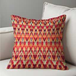 Boho Tribal Chevron Cushion Cover, Vibrant Red & Orange Geometric Pillow Case, Southwestern & Eclectic Home Decor - thumbnail 4