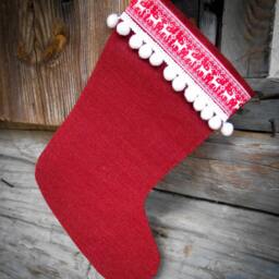 Christmas Stocking Personalized Burlap Gift Decor Holiday Ornament Scandinavian - thumbnail 4