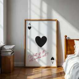 What If It All Works Out Poster Retro Wall Art, Home Decor Playing Card Print, Heart Ace Poster, Art - thumbnail 2