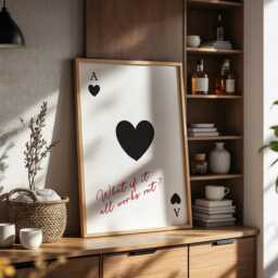 What If It All Works Out Poster Retro Wall Art, Home Decor Playing Card Print, Heart Ace Poster, Art - thumbnail 3