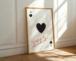 What If It All Works Out Poster Retro Wall Art, Home Decor Playing Card Print, Heart Ace Poster, Art - thumbnail 1