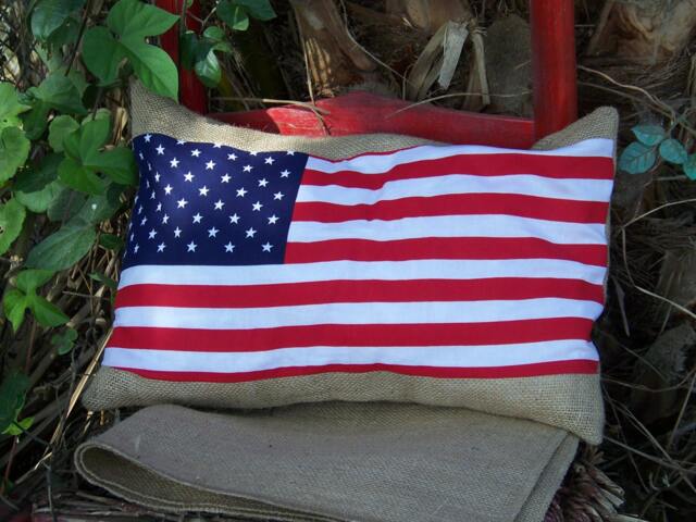American Flag12x16 Lumbar Burlap Pillow Throw Decorative French Country Farmhouse Home Decor Cover - image 1