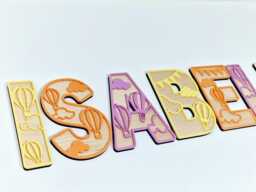 Hot Air Balloon Personalised Name Sign, & Cloud Wooden Alphabet Letters, Explorer Theme Nursery D??cor, Adventurer Themed Wall Art - thumbnail 1