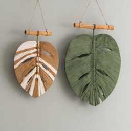 Macrame Monstera Leaf Wall Hanging For Boho Farmhouse Decor L41 - thumbnail 4