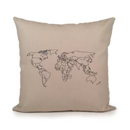 Long Distance Relationship Pillow, Custom World Map Pillow Cover, Wedding Gift, Personalized Gift, Gift For Couple, Missing You Gift - thumbnail 1