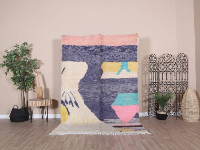 Purple Moroccan Rug, Soft Boujaad 5x8 Ft - image 1