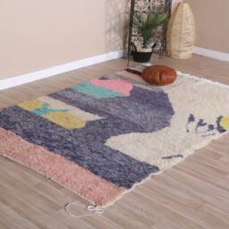 Purple Moroccan Rug, Soft Boujaad 5x8 Ft - thumbnail 3