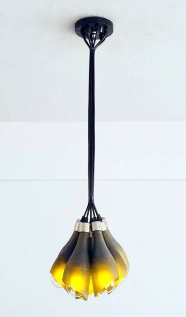 Frosted Light Fixture - Chandelier Ceiling Lamp Made From Wine Bottles For Home, Bar & Kitchen - image 1