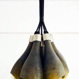 Frosted Light Fixture - Chandelier Ceiling Lamp Made From Wine Bottles For Home, Bar & Kitchen - thumbnail 2
