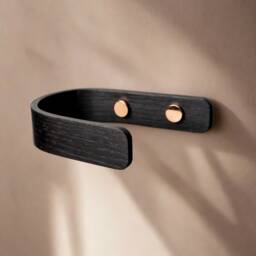 Pair Of Curtain Holdback Black, Tie Backs, Pull Backs With Modern Copper Decorative Fixings