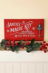 Personalized Santa's Magic Key Sign, Christmas Eve Decoration, Wooden Plaque