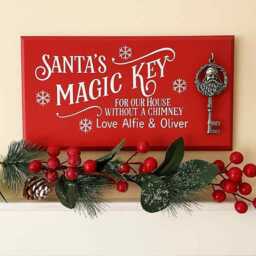 Personalized Santa's Magic Key Sign, Christmas Eve Decoration, Wooden Plaque - thumbnail 4