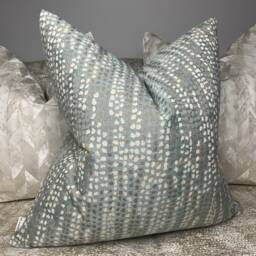 Cushion Pillow Cover For Sofa Bed Designer Fabric Voyage Duck Egg Taupe Furnishing High Quality Double Sided Size 18 - thumbnail 1