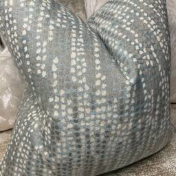 Cushion Pillow Cover For Sofa Bed Designer Fabric Voyage Duck Egg Taupe Furnishing High Quality Double Sided Size 18 - thumbnail 2