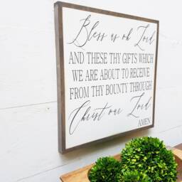Bless Us Oh Lord Wooden Wall Art - Kitchen Decor Housewarming Gift Dining Room Sign- Christian Meal Blessing Religious Grace Prayer - thumbnail 3