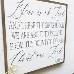 Bless Us Oh Lord Wooden Wall Art - Kitchen Decor Housewarming Gift Dining Room Sign- Christian Meal Blessing Religious Grace Prayer - thumbnail 2
