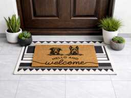 Hello & Welcome Sign - Personalized Double Pet Rug Durable Outdoor Entryway Mat