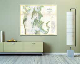 Vintage Chesapeake Bay Nautical Chart Map Print Detailed Wall Art