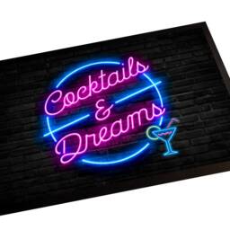 Cocktails & Dreams Door Mat - 80S Neon Movie Themed Home Bar Decor Accessories 60 X 40cm - thumbnail 3