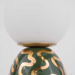 Handmade Ceramic Table Lamp Green & Gold Accent Lamp - thumbnail 3