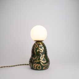 Handmade Ceramic Table Lamp Green & Gold Accent Lamp - thumbnail 2