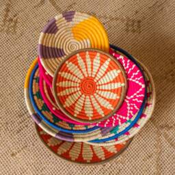 New Assorted Sabai Handwoven Grass Baskets, Wall Art, African Boho Decor For Living Room, Hanging, Set Of 4/6/8/10 - thumbnail 3