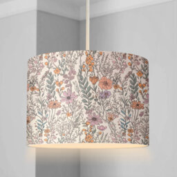Lampshade - Nursery Ceiling Or Table Lampshade, Wild Flower Garden Lampshade, Childrens Room Round Floral Lampshade