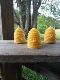 Michigan Beeswax Candle Set Beehive Skep, Farmhouse Decor - thumbnail 1