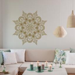 Mandala Vinyl Wall Decal Large Bohemian Flower Mural For Bedroom & Living Room #34 - thumbnail 1