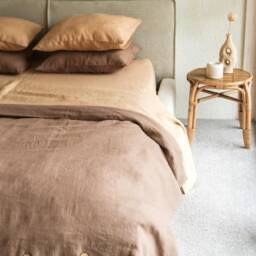 Beige Linen Bedding Set. Queen Duvet Cover Linen in Rosy Brown - thumbnail 2