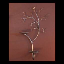 Right Hand Two Candle Metal Tree Sculpture Wall Sconce For Votive & Tea Candles - thumbnail 4
